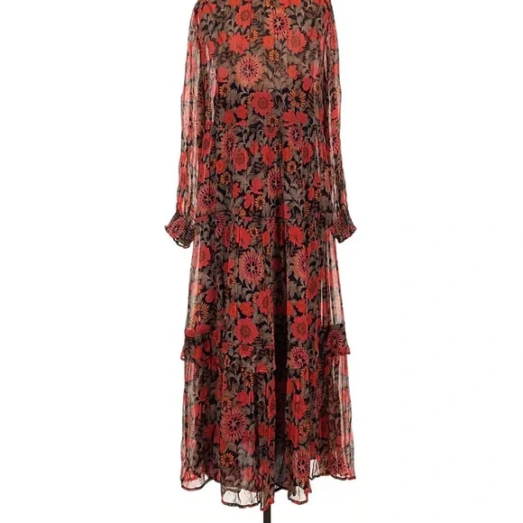 anthropologie red floral dress Anthropologie Abel The Label Charlotte pink red floral maxi dress womens XS